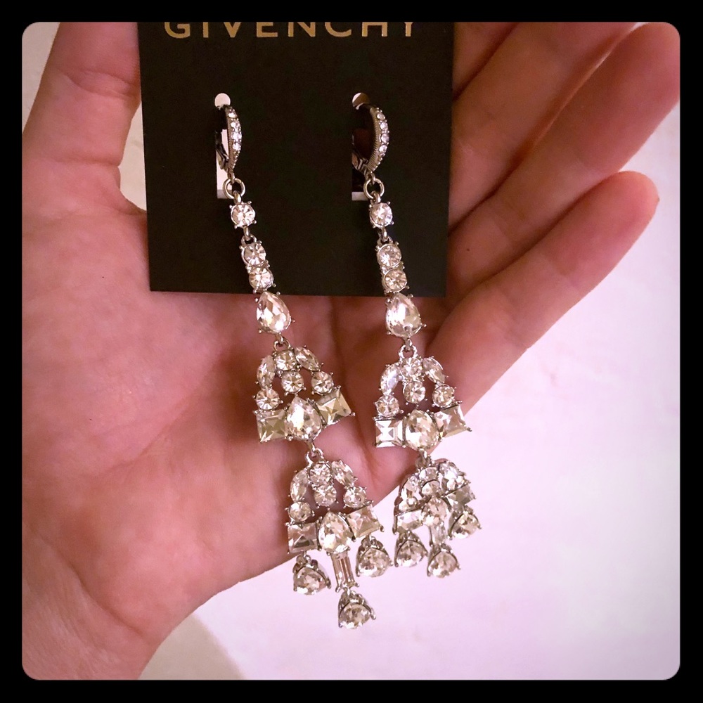 Givenchy silver crystal drop earrings